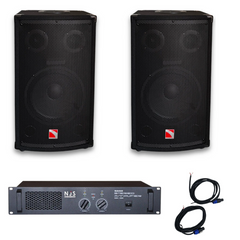 Intimidation 8" Passive PA Speaker Pair 600W & Amplifier PA System Bundle