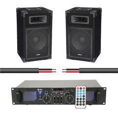 Ibiza Sound 700W PA System DJ Disco Bluetooth USB 2 x 8" Speakers & Amp