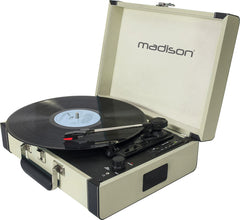 Madison Beltdrive Active Turntable in a Vintage Case (Cream)
