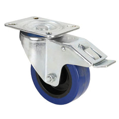 Adam Hall 372191 Lenkrolle 100 mm mit blauem Rad und Bremse