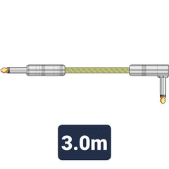 Citronic Braid Guitar Lead R/A Grey/Gold 3m