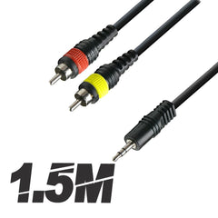 Roar Laptop iPad PC Cable 3.5mm Mini Jack to 2 x RCA Phono 1.5M Lead