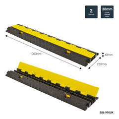 2-Channel Rubber Cable Guard Bridge Protector 8T Load Event Safety Vehicle Ramp
