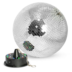 Ibiza Light Disco Light Set inc 30cm Mirrorball + Battery Motor with RGBW LED Retro 50's Party