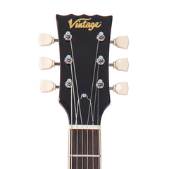 Vintage V100 Guitar - Amber Flamed Maple With Bigsby