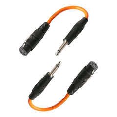 2x Pulse 3Pin XLR Female to 1/4" Jack Adapter (Orange)