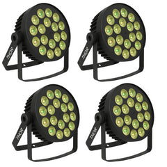 4x Thor Mighty Par Quad RGBW LED Slim Par 18 x 4W Uplighter inc Carry Bag
