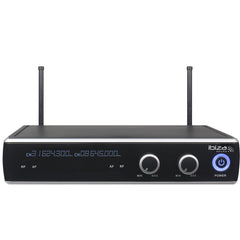Ibiza Sound DR20UHF-HB DUAL UHF Receiver With Belt-Clip, Headset & Tie-Clip Mics – 863.9 & 864.9MHz