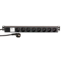 Adam Hall 87478 19" 1U Mains Power Strip with 8 Sockets ( French Connectors )