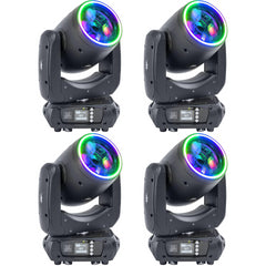 4x AFX BEAM-100LED-MKII LED Moving Head 100W Dual Prism & Light Ring