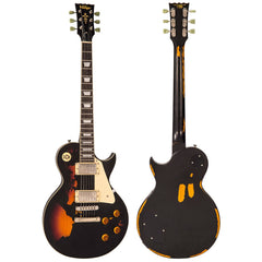 Vintage V100 Icon - Distressed Black Over Sunburst