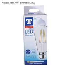 Tungsram 4.5W LED Clear ST64 Filament Lamp, B22 2700K (93115490)