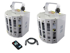 2 X IBIZA Light DERBY-LAS 9 x 3 Watt LED Derby + 150mW RG Laser Disco DJ DMX