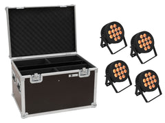EUROLITE Set 4x LED IP PAR 12x8W QCL Spot + Gehäuse