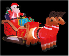 Père Noël gonflable de Noël en traîneau avec rennes, 3 m