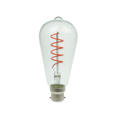 Prolite 4W Dimmable LED ST64 Spiral Funky Filament Lamp BC, Red
