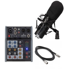 Ensemble microphone à condensateur de puissance HQ + mélangeur audio, enregistrement de podcast