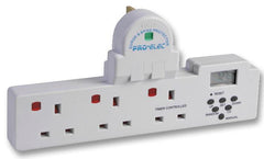 Pro-Elec 3 Way Adaptor with Timer Power Extension Cable