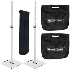 2x Omnitronic BPS-2 Square Base Speaker Stand White Inc Bags