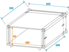 Roadinger Effect Rack Co Dd, 4 HE, 24 cm tief, Schwarz