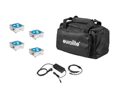 EUROLITE Set 4x AKKU Flat Light 3 sil + Chargeur + Soft-Bag