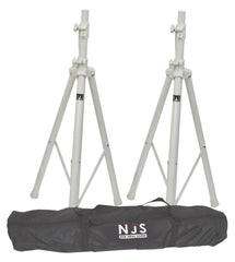 NJS White Speaker Stand Kit Including Bag Pair of Heavy Duty Stands
