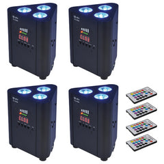 4x QTX Tri-PAR Batterie-LED-Uplighter Triangle PAR RGBW inkl. Fernbedienung