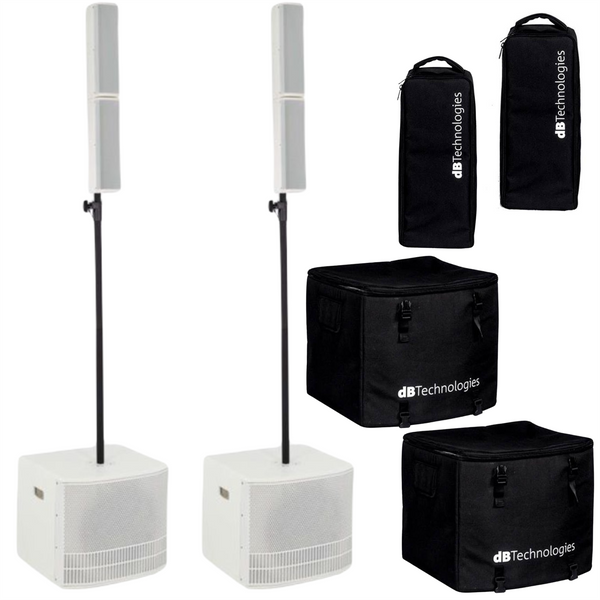 2x Db Technologies ES 503 White 1000W Bluetooth 12" Active Column Speaker System inc covers