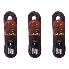3x Proel Livewire Male to Female Purple XLR Cables (6m)