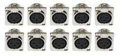 3P XLR Female Silver Chassis Panel Mount Socket (10pk)