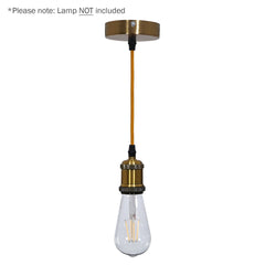 Prolite E27 Pendelset – Antikgold mit goldenem Stoffkabel