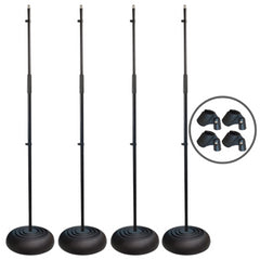 4x pieds de microphone à base ronde Thor MS001