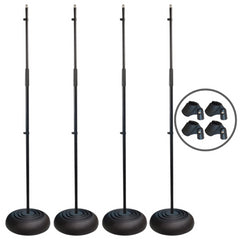 4x Thor MS001 Round Base Microphone Stands