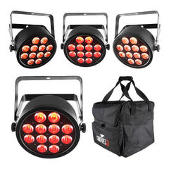4x Chauvet DJ SLIMPAR T12 USB 12 x 3W RGB LED Par Can inc CHS-30 Carry Bag