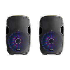 2x Gemini AS10 BLU LT 10 pouces 1000W haut-parleurs actifs LED lumières de fête son
