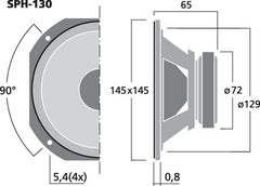 Monacor SPH-130 – 5.5" Hi-Fi Bass-Midrange Speaker (55W RMS, 8Ω)