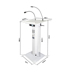 BST AMC73 Rednerpult, eingebauter Lautsprecher + 2 x kabellose Mikrofone, PA-System, Weiß