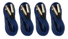 4x Standard 3-Pin XLR to XLR Cable (6m Blue)