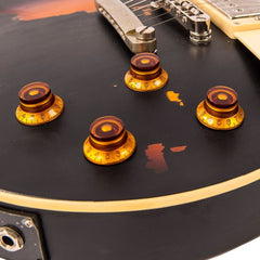 Vintage V100 Icon - Distressed Black Over Sunburst