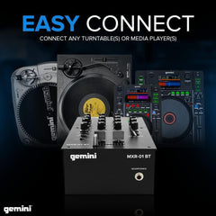Gemini MXR-01BT 2-Kanal-Profi-DJ-Mixer mit Bluetooth-Eingang