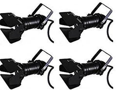 4x Pulse PAR16 240V Spotlight (Black) inc. Lamps and Barndoors