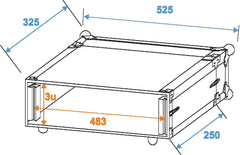 Roadinger Effect Rack Co Dd, 3 HE, 24 cm tief, Schwarz