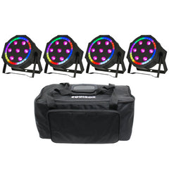 4x Equinox Eclipse LED Par Can Uplighter Light Effect 7x 8W RGBW Carry Bag