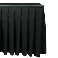 AluStage Pleated Black Stage Skirt Curtain Valence 100cm height x 205cm length