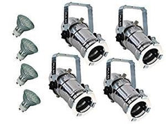 4x Pulse PAR16 240V Spotlight (Chrome) inc. LED Lamps