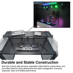 Thor DJ Booth Stand with Overhead Lighting Gantry & Laptop Shelf