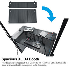 Thor DJ Booth Stand with Overhead Lighting Gantry & Laptop Shelf