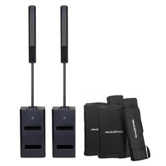 2x ZZipp ZZEPHYRUS412 Système de colonne Bass Reflex actif 1450w + Satellite actif avec sac