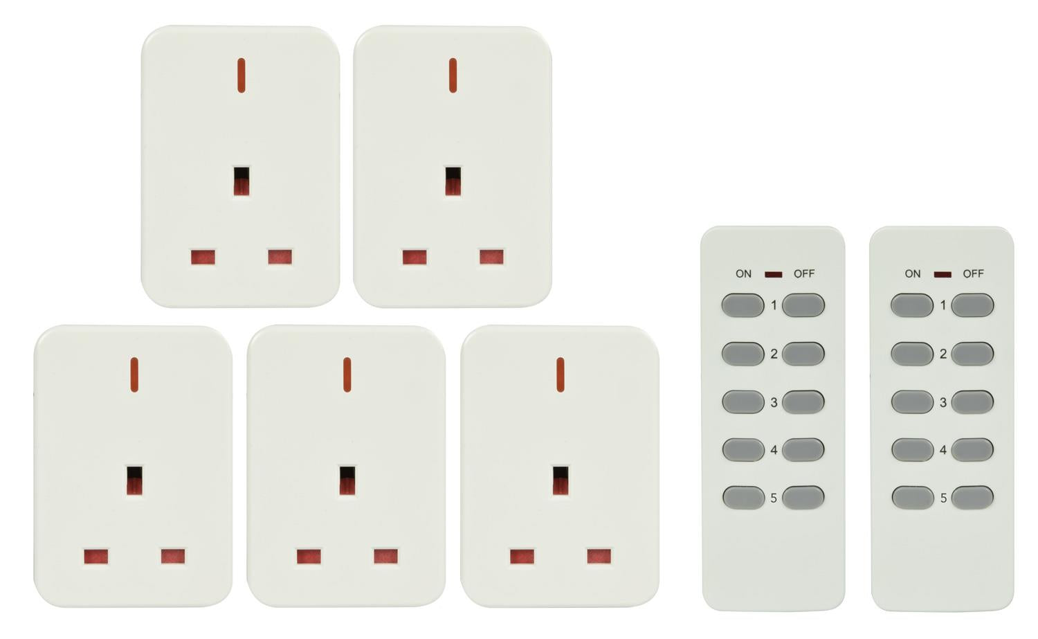 Wireless Remote Control Mains Sockets - Set of 5 (2 remotes) – Simply ...