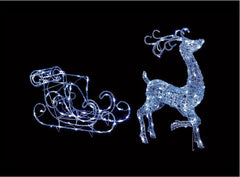 Décoration extérieure de jardin de lumière de Noël de renne et de traîneau en acrylique de LED
